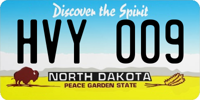 ND license plate HVY009