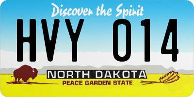 ND license plate HVY014