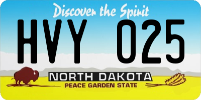 ND license plate HVY025