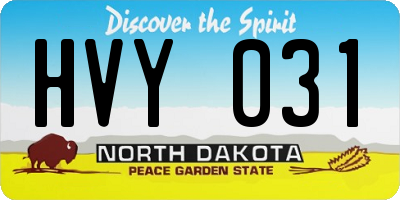 ND license plate HVY031
