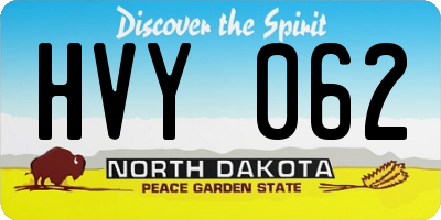 ND license plate HVY062