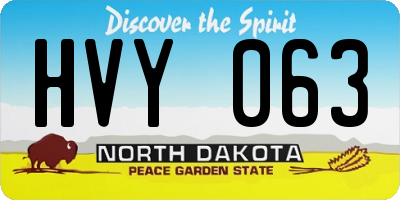 ND license plate HVY063
