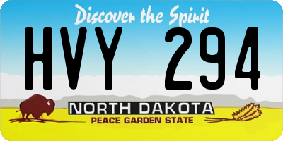 ND license plate HVY294