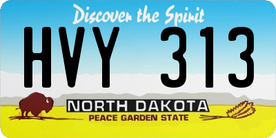 ND license plate HVY313