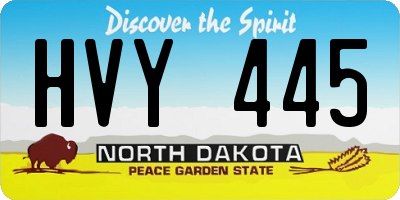 ND license plate HVY445