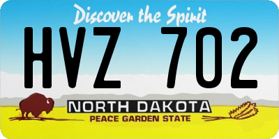 ND license plate HVZ702