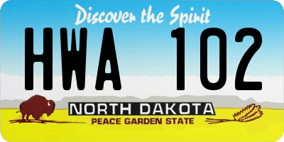 ND license plate HWA102