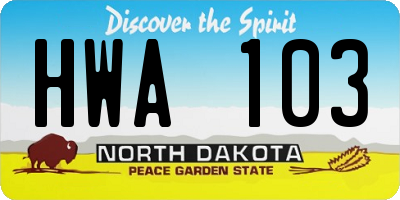 ND license plate HWA103