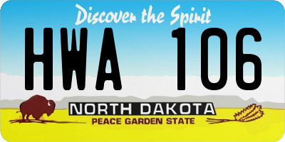 ND license plate HWA106
