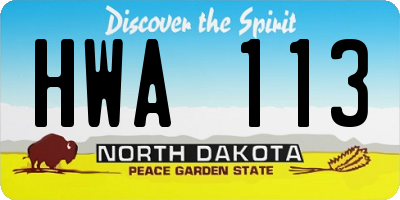ND license plate HWA113