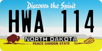 ND license plate HWA114