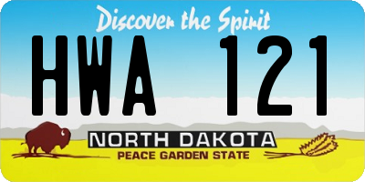 ND license plate HWA121