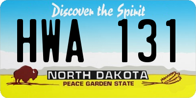 ND license plate HWA131