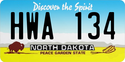 ND license plate HWA134