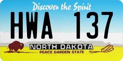 ND license plate HWA137
