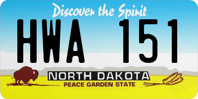 ND license plate HWA151