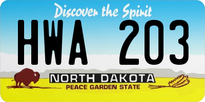 ND license plate HWA203