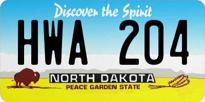 ND license plate HWA204