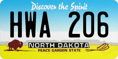 ND license plate HWA206