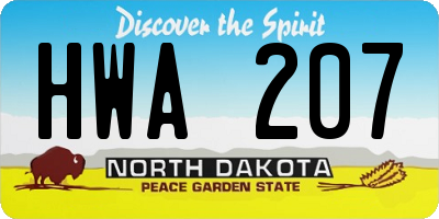 ND license plate HWA207