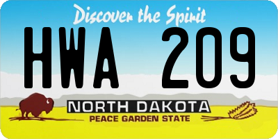 ND license plate HWA209