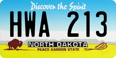 ND license plate HWA213