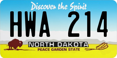 ND license plate HWA214