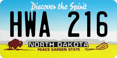 ND license plate HWA216