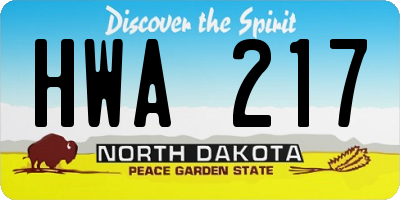 ND license plate HWA217