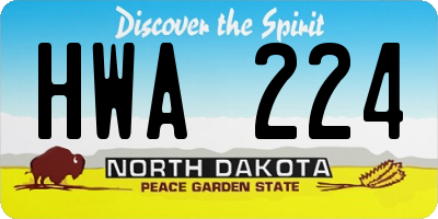 ND license plate HWA224
