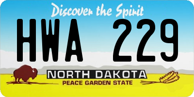 ND license plate HWA229