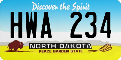 ND license plate HWA234