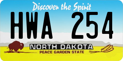 ND license plate HWA254