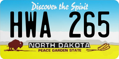 ND license plate HWA265