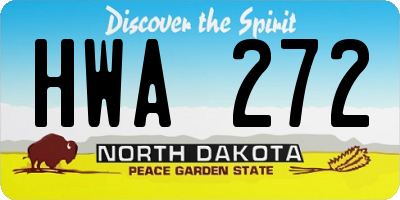 ND license plate HWA272