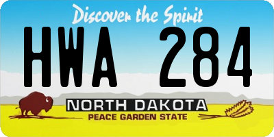 ND license plate HWA284