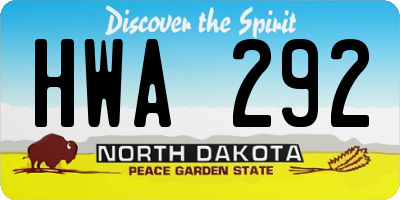 ND license plate HWA292