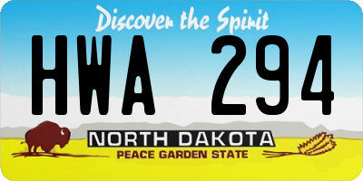 ND license plate HWA294
