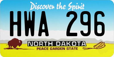 ND license plate HWA296