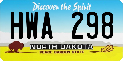 ND license plate HWA298