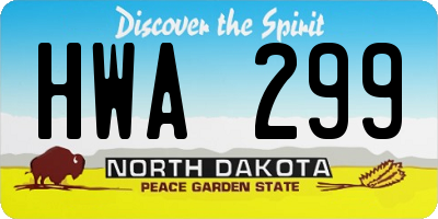 ND license plate HWA299