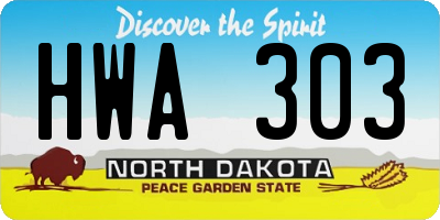 ND license plate HWA303