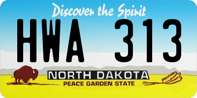 ND license plate HWA313