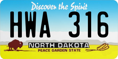 ND license plate HWA316