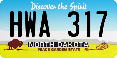 ND license plate HWA317