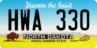 ND license plate HWA330