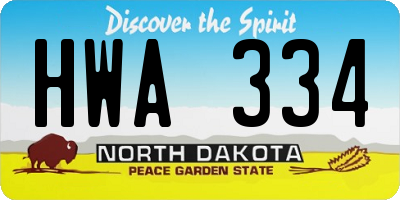 ND license plate HWA334