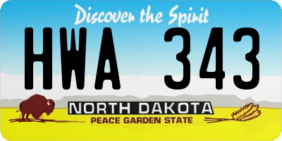 ND license plate HWA343
