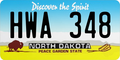 ND license plate HWA348