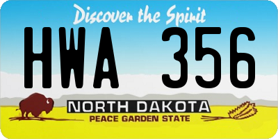 ND license plate HWA356